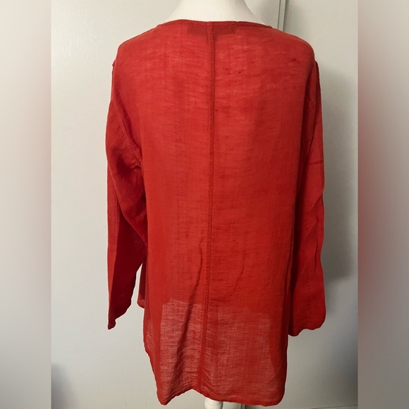 Flax Linen Blend Lagenlook Button Front Tunic Small - Picture 5 of 7